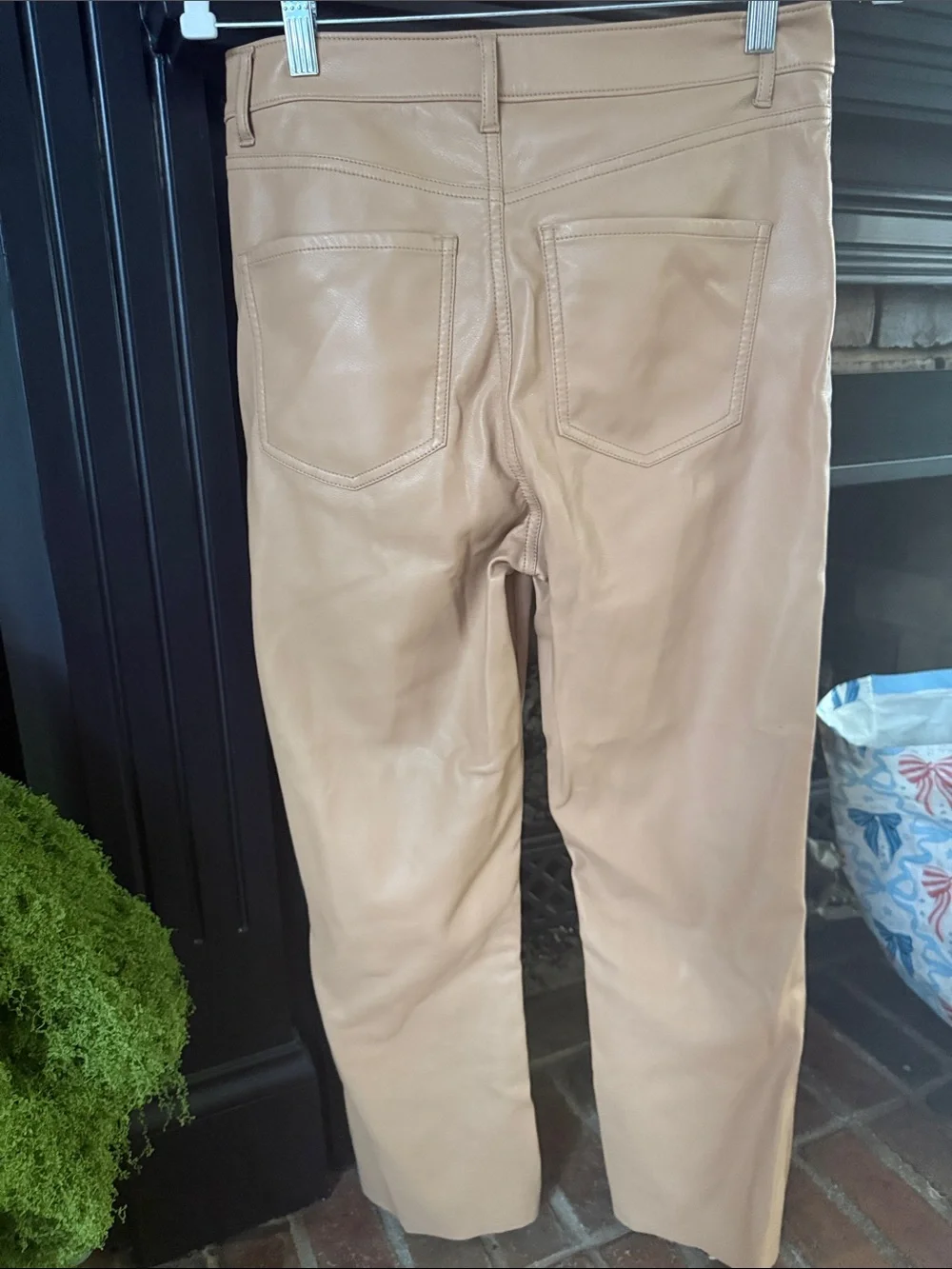 Express Faux Leather Skinny Pants in Camel Tan